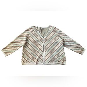 NWOT Cato Plus Size Candy Stripe Boho Hippie Retro Button Up Cardigan Sweater